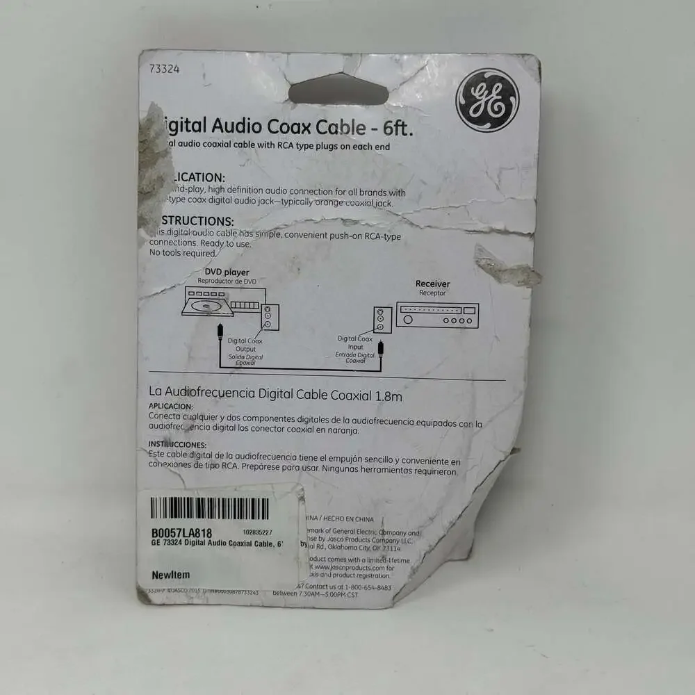 NEW GE 73324 Digital Audio Coaxial Cable 6-foot New Old Stock